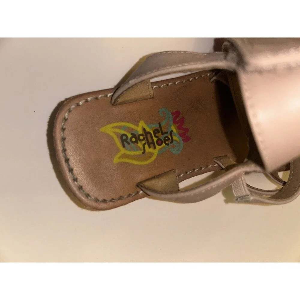 Rachel Shoes Little Girls Beige Sandals with Golden Flowers Size 9 Preowned
